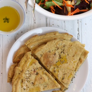 Gluten Free Flatbread with Herbs and Cooked Garbanzo Beans