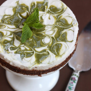 Whipped Coconut Cream Freezer Pie with Mint Swirl & Chocolate Coconut Crust