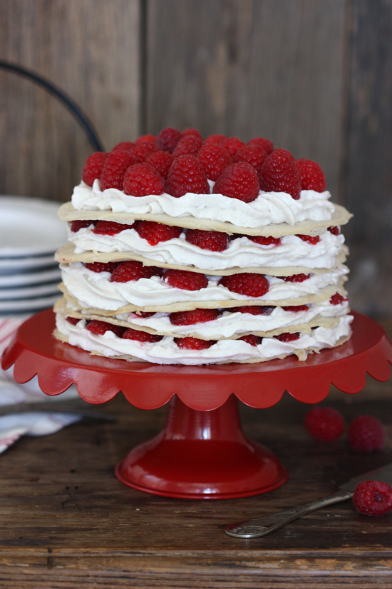 raspberry crepe cake